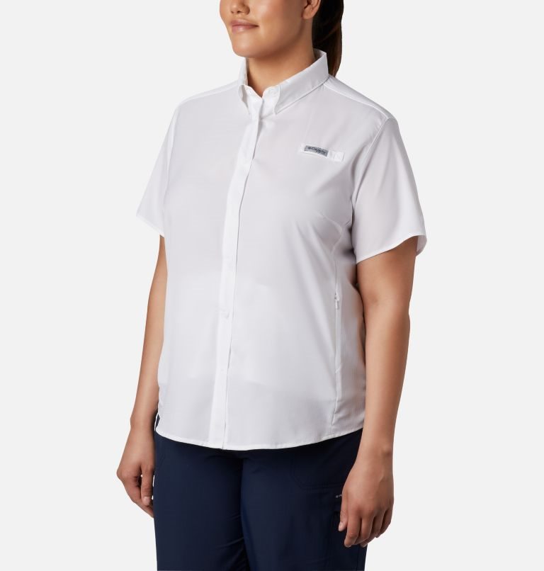 Camasa Columbia PFG Tamiami II Scurte Sleeve Dama Albi | Plus Size RTZ90SQ8M